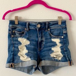 High Rise American Eagle Ripped Denim Shorts